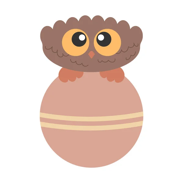 Little Cute Bird Owl with big eyes on the big ball
