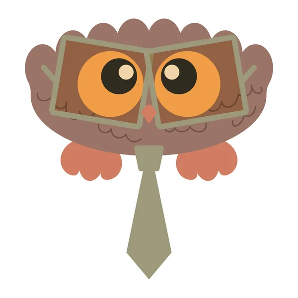 Μικρή Χαριτωμένο Smart Bird Owl Επιχειρηματίας Μεγάλα Μάτια — Διανυσματικό Αρχείο