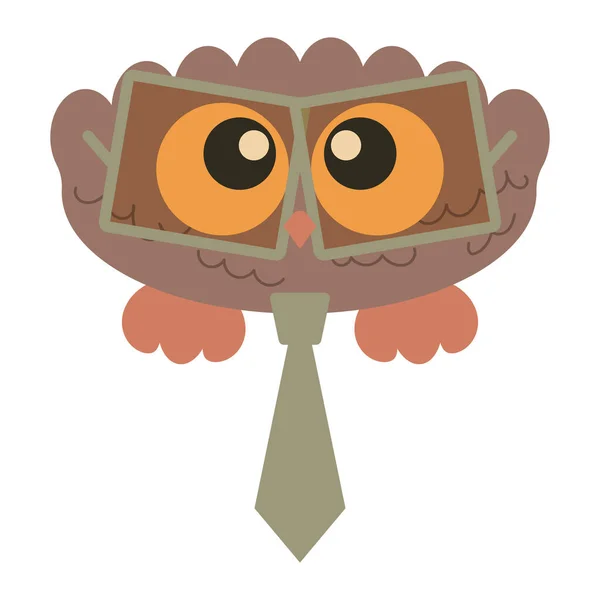 Little Cute Smart Bird Owl Businessman with big eyes