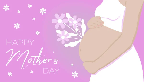 Happy Mother's Day poster with Pregnant woman belly