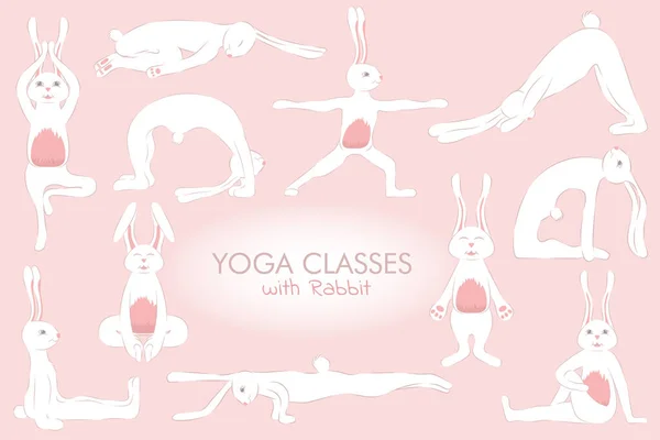 Yoga Classes with Rabbit poses set