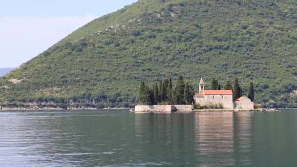 Szent György Sziget Perast Város Előtt Kotori Öbölben Chornogoriában Nyáron — Stock videók
