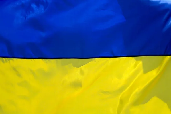 Ukraina Flagga Bakgrund Stor Gul Blå Ukrainska Statsflagga Nationellt Oberoende — Stockfoto