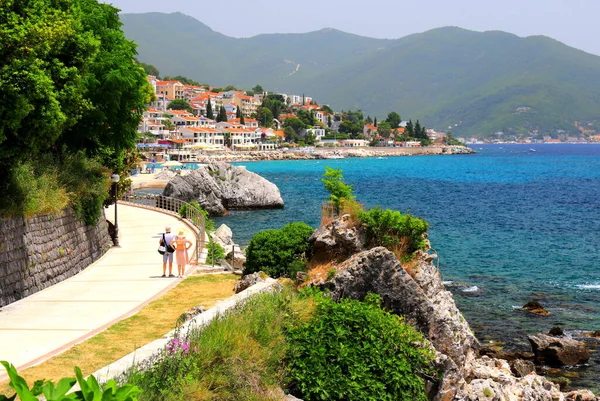 Cidade Pitoresca Herceg Novi Montenegro Nas Montanhas Costa Kotor Paisagem — Fotografia de Stock