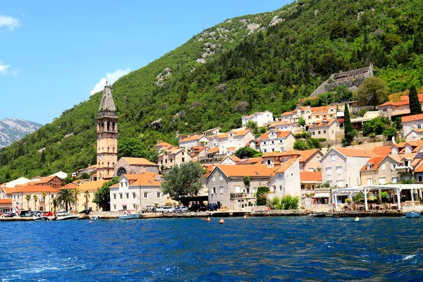 Boka Kotor Bay Montenegro Cidade Medieval Cercada Por Altas Belas — Fotografia de Stock