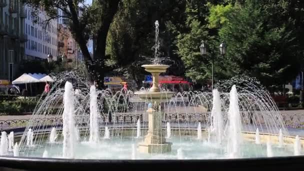 Uma Bela Fonte City Garden Deribasovskaya Street Odessa Ucrânia Canto — Vídeo de Stock