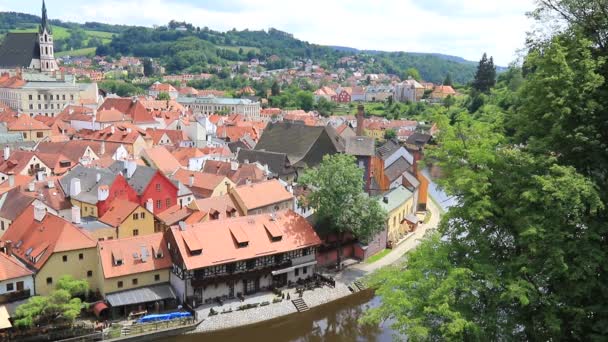 Panorama Českého Krumlova Krásné Pestrobarevné Historické České Město Město Zapsáno — Stock video