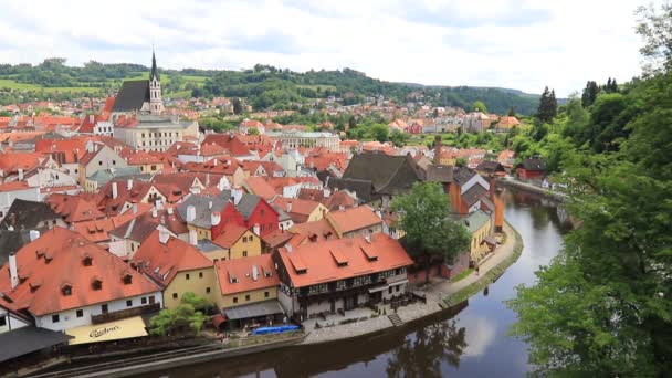 Panorama Českého Krumlova Krásné Pestrobarevné Historické České Město Město Zapsáno — Stock video