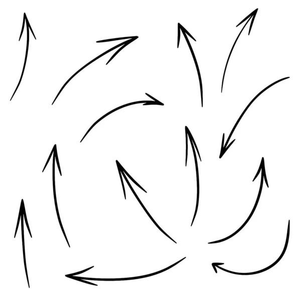 Flèches de contour noires. Eléments vectoriels sur fond blanc. — Image vectorielle