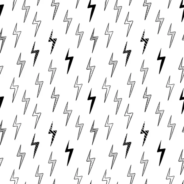 El çizimi vektör karalama elektrikli yıldırım sembolü dikişsiz desen.