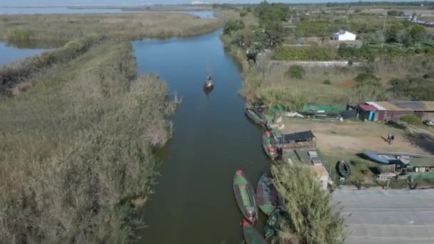 Avanzare Movimento Drone Aereo Filmato Una Barca Con Turisti Esso — Video Stock