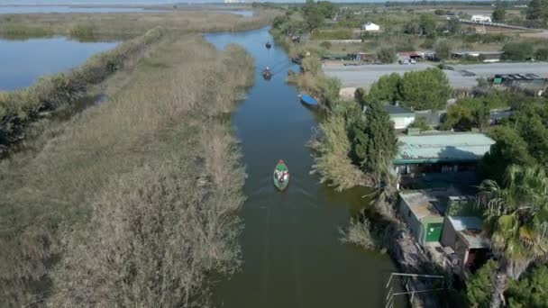 Beautiful Aerial Drone Shot Water Canal Water Irrigation System Village — Stockvideo