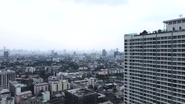 Drone Fly Cityscape Clear Sky Bangkok Thailand Inglés Aerial Shot — Vídeo de stock