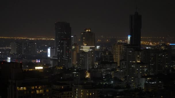 Кінематографічний Вигляд Будівель Сяє Нічному Небі Горизонтальне Відео — стокове відео
