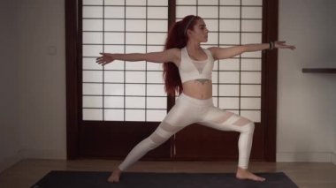 Athletic yogi doing her morning workout - 4K Horizontal video