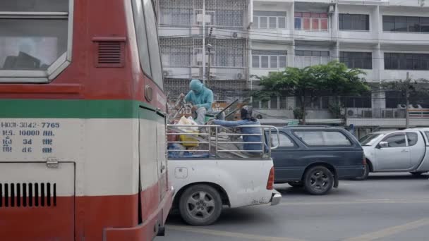 Traffic Congestion Day Streets Bangkok Thailand Handheld Horizontal Video — ストック動画