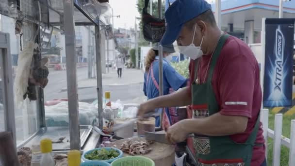 Portrait Male Vendor Selling Food Street Bangkok Thailand Close Shot — Vídeos de Stock