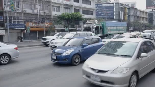 City Traffic Jam Daytime Bangkok Thailand Pov Panning Horizontal Video — ストック動画