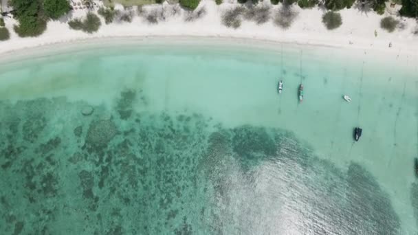 Drone Shot White Beach Sand Blue Clear Sea Water Amazing — 图库视频影像