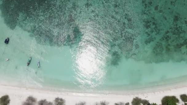 Aerial Top View Blue Ocean Tropical Coastal Waters Nature Texture — Stockvideo