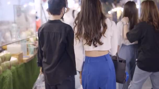 Beautiful Couple Went Our Shopping Holding Each Others Hand Wearing — Stock video