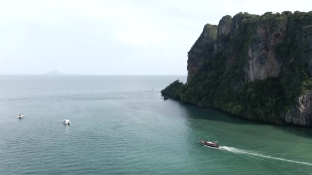 Thai Hopping Tour Travel Boat Moving Out Lagoon Open Andaman — Video Stock