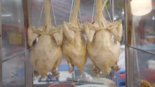 Sprzedam Kurczaka Street Food Market Chinatown Bangkok Tajlandia Zoom Out — Wideo stockowe