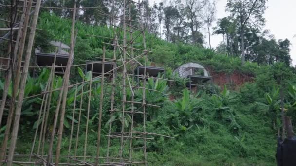 Construção Casa Tradicional Mae Kampong Village Tailândia Com Andaimes Bambu — Vídeo de Stock