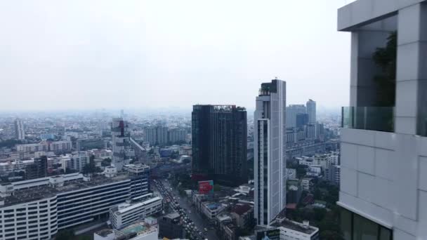 Foto Revés Del Horizonte Bangkok Paisaje Urbano Moderno Vídeo Horizontal — Vídeos de Stock