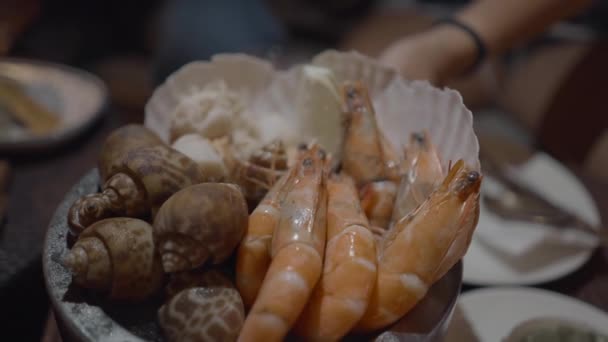 Dicht Vooraan Uitzicht Zeevruchten Thais Eten Horizontale Video — Stockvideo