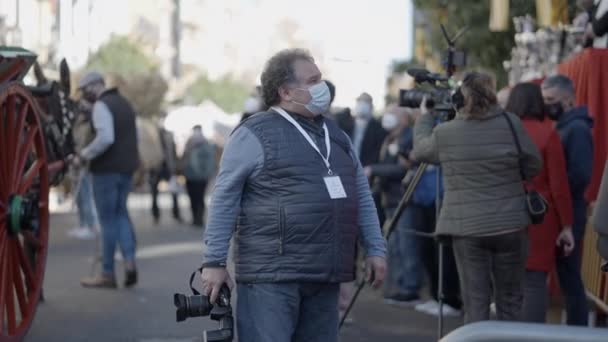 Fotógrafo Durante Evento Anual Saint Anthony Abbot Festival Valência Espanha — Vídeo de Stock