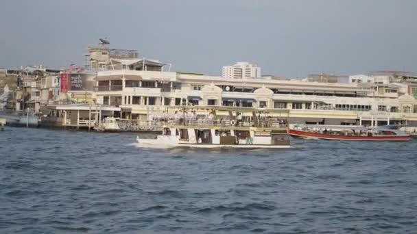 Dinner Cruise Sailing Wavy Ocean Bangkok Thailand Tracking Shot Horizontal — Stock Video