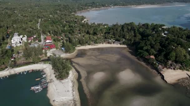 Tayland Daki Koh Phangan Adasının Havadan Görünüşü Plaj Küçük Tekneler — Stok video