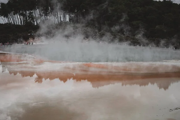 Borbulhando Lago Água Quente Rotorua Conceito Natureza — Fotografia de Stock