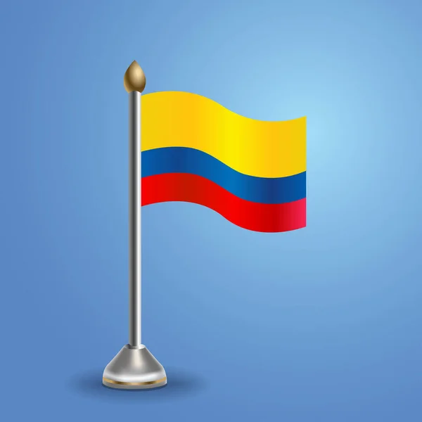 Flaga Kolumbii Przy Stole Stanowym Symbol Narodowy Ilustracja Wektora — Wektor stockowy