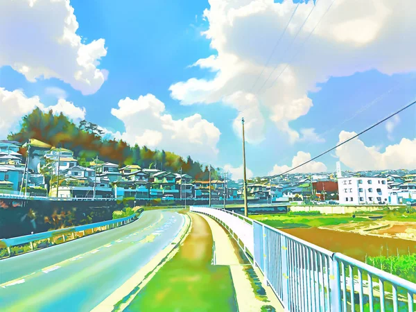 Blick Auf Die Stadt Japan Und Biuilding — Stockfoto