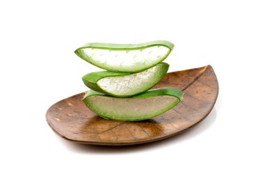 Beyaz arka plan üzerinde izole aloe vera yeşil yaprakları.