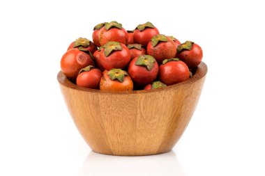 Beyaz arka planda izole edilmiş kutsal incir ağacı veya diospyros malabarica meyveleri.