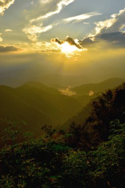 Landscape with sunset, clouds and mountain views at thailand.