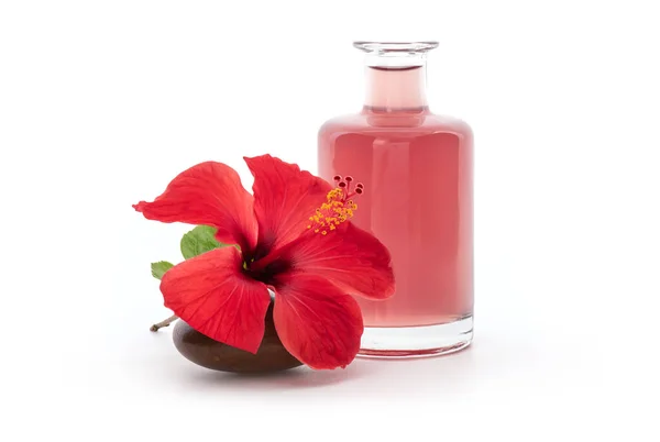 Flor Hibisco Agua Pétalos Secos Aislados Sobre Fondo Blanco — Foto de Stock