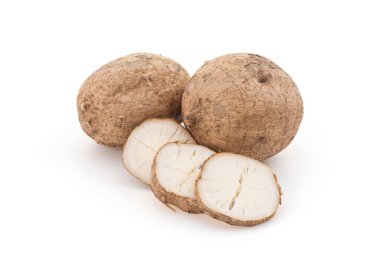 Pueraria mirifica ya da beyaz kwao krua meyvesi ve kesme yolu ile izole edilmiş dilimler.