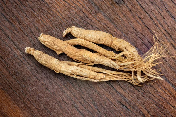 Dried Ginseng Old Nature Background Top View Flat Lay — Stock Photo, Image