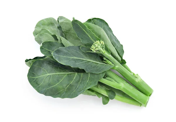 Kinesisk Broccoli Eller Brassica Oleracea Grönsaker Isolerad Vit Bakgrund Med — Stockfoto