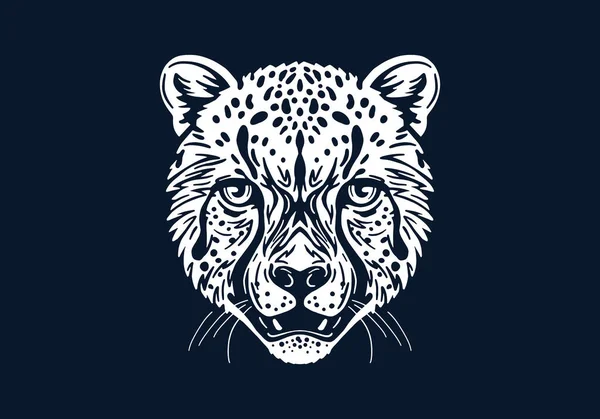 Cheetah Head Illustration Vector Hand Drawn Isolated Black Background African — Stockový vektor