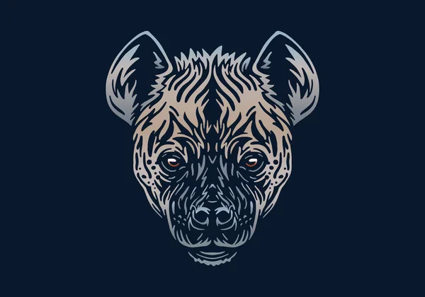 Spotted Hyena Head Illustration Vector Hand Drawn Isolated Black Background — Stockvector