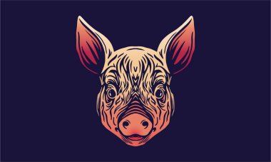 Keçi Çini burcu portresi, vektör çizimi, koyu arkaplan