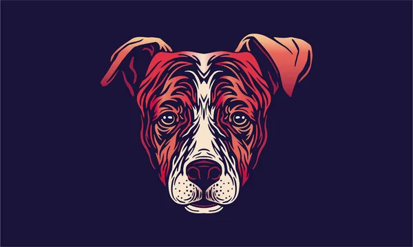 Dog Chinese Zodiac Head Portrait Vector Illustration Dark Background — Image vectorielle