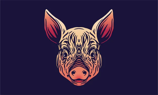 Goat Chinese Zodiac Head Portrait Vector Illustration Dark Background — стоковый вектор