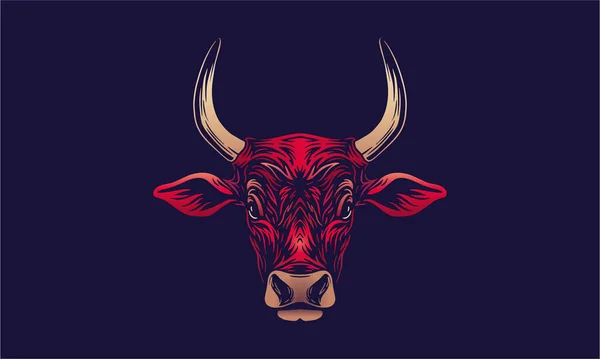 Goat Chinese Zodiac Head Portrait Vector Illustration Dark Background — Vetor de Stock
