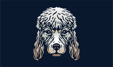 Kaniş köpek logosu hayvan portresi, koyu arkaplanda vektör çizimi.